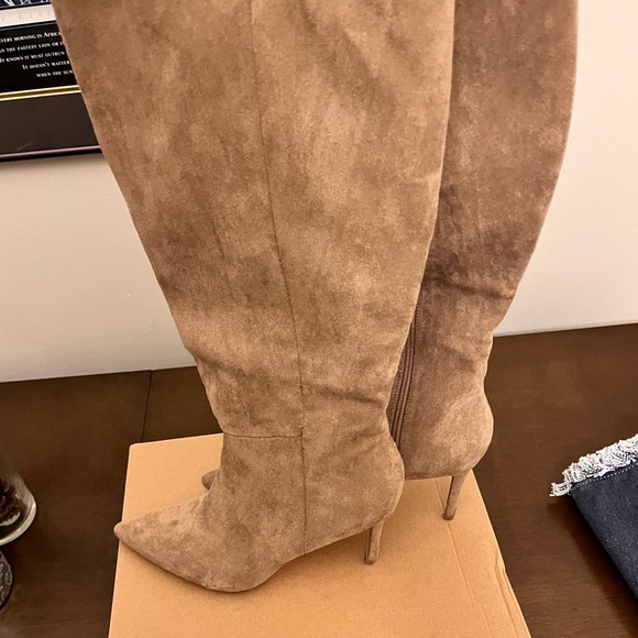 Just Fab Tan Suede Stiletto Boots - Picture 2 of 7